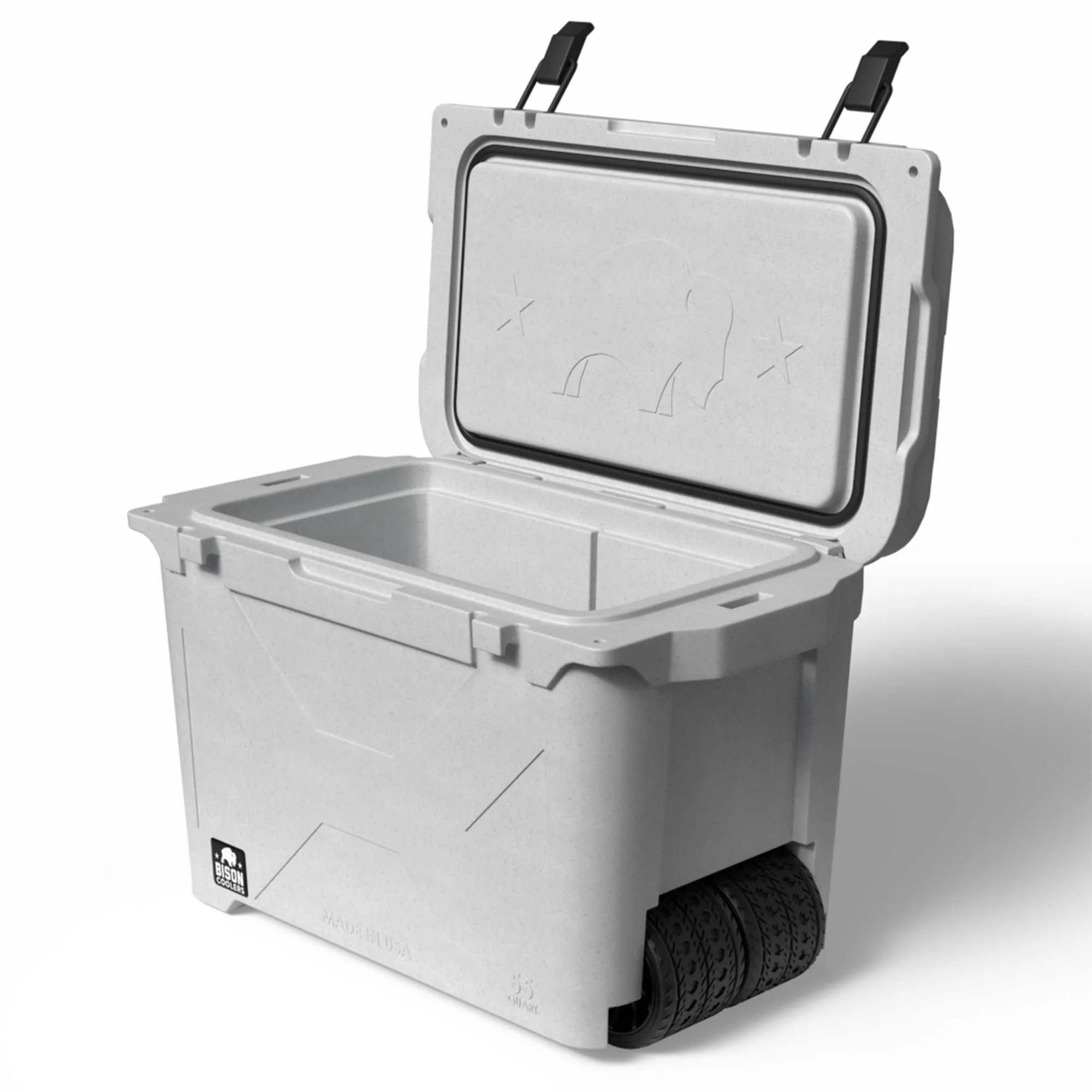 White 55 QT Wheeled Bison Cooler - Image 3
